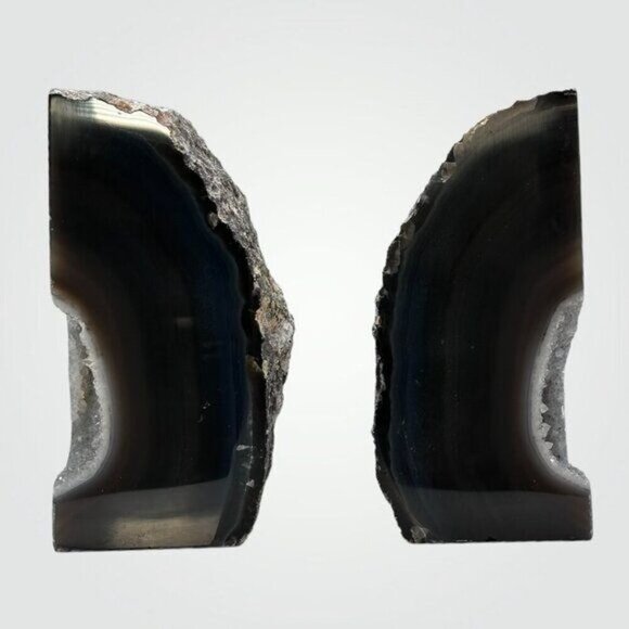 Geode Center Agate Crystal Bookends, Bookshelf Decor, Weighs Over 7+ lbs. (FH) - Picture 3 of 12